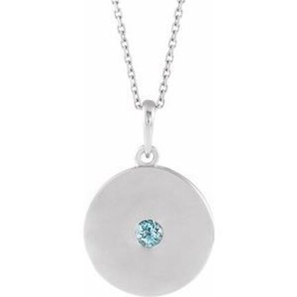 Sterling Silver Natural Sky Blue Topaz Disc 16-18